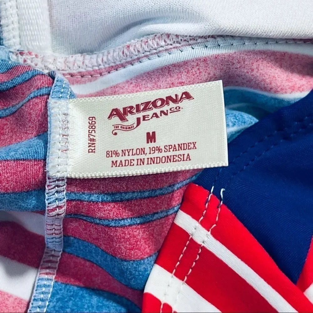 EUC‎ Arizona Striped Tankini Halter Swim Top M Red